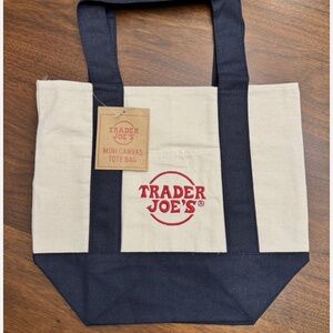 TRADER JOES Mini Canvas Tote Bag Limited Edition! Christmas 2025 Dark Blue NWT